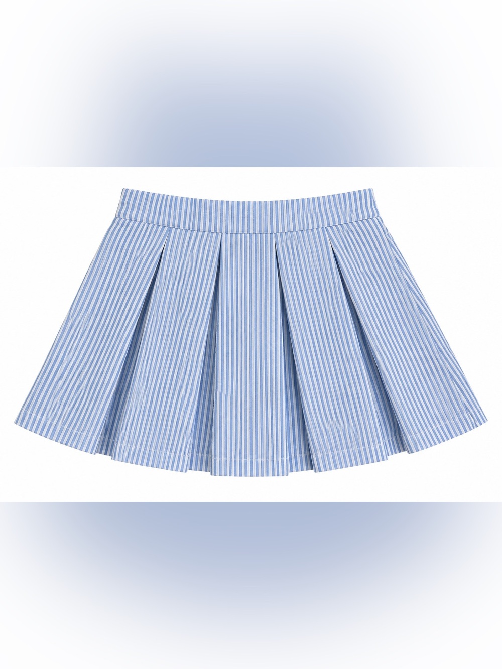 Blue & White Pinstripe Pleated Mini Skirt | Preppy Coastal Tennis Style